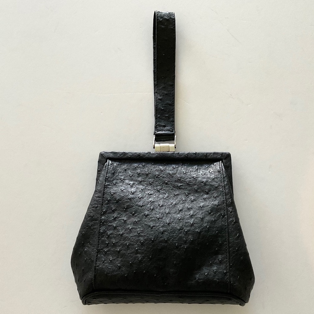 CLARITA ACCESSORIES Ostrich Embossed Black Unique Bag